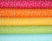 Remix Rainbow Polka Dots quilt or craft fabric bundle by Ann Kelle for Robert Kaufman- Fat Quarter Bundle, 5 total