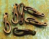 14mm Solid Brass Retro Lobster Clasps - 6 - Hand Antiqued