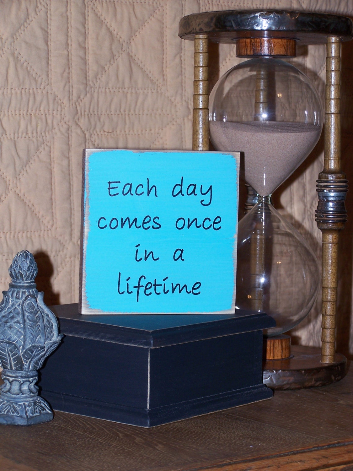 Home Decor Wood Sign, Shabby Cottage Chic, Modern Inspirational, Each Day Encouragement Quote, Shelf Sitter Signage, Encouraging Plaque