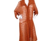 RESERVED for Pierrot Marine 20's Vintage Burnt Orange Chantilly Lace Shrug or Drop-Waist Dress