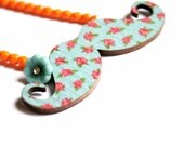 Funky Necklace in Turquoise and Orange - Moustache