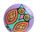 Hand Painted Wood Knobnet Knob/Magnet Owl
