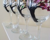 Four Seasons Wine Glasses Hand Painted