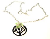 Tree of Life Necklace - Peridot Swarovski Crystals on Chain