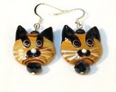 Calico Cat Earrings - Lampwork Beads