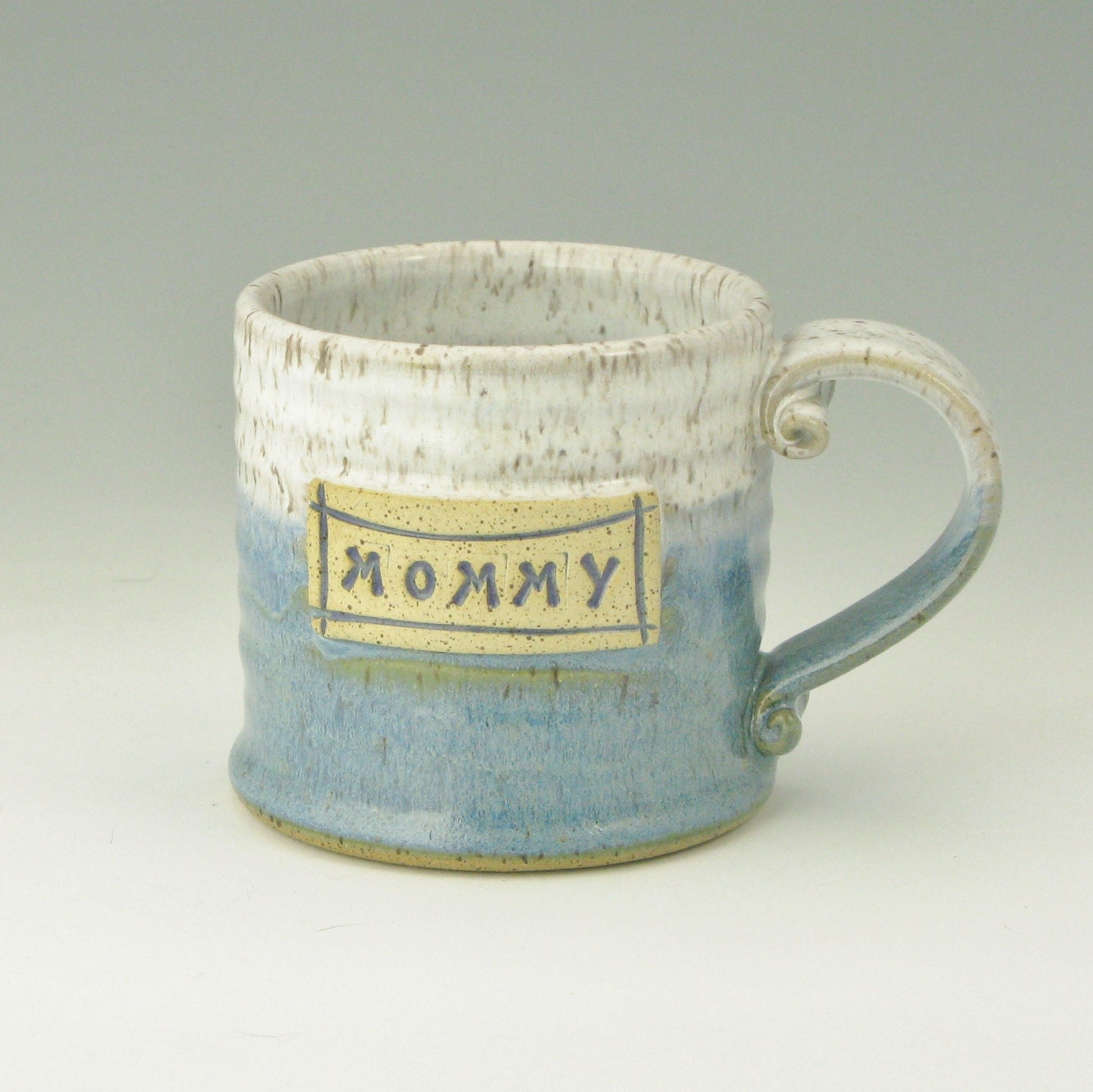 MOM's Handmade Hot Cocoa Style Mug, 16 Ounce Soup or Meal-in-a-Mug, Cinnamon and Dark Blue, Ready to Ship