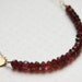 Initial Heart and Red Garnet Gold Charm Necklace - Faceted Genuine Red Garnet Valentine Necklace with Personalized Love Charm