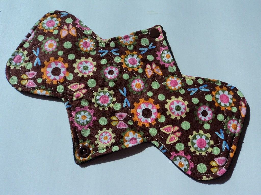 Cloth Menstrual Pad - 9.25" Bamboo and Hemp - Regular Absorbency - Lily Pond