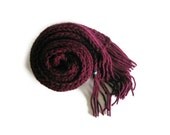 Long Scarf Knitted with Bordeaux Acrylic Wool