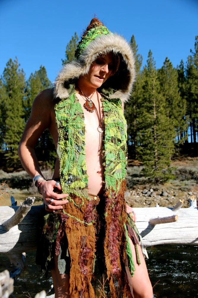 SALE Green Interstellar Scoodie Pixie Hood Festival Hoodie