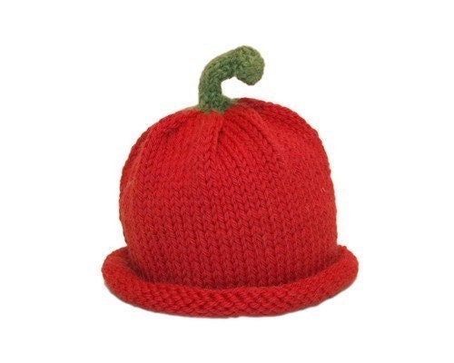 Red Pepper Hat - Baby - 3-6 Months - Wool - Autumn - Winter - In Stock - Ready to Ship