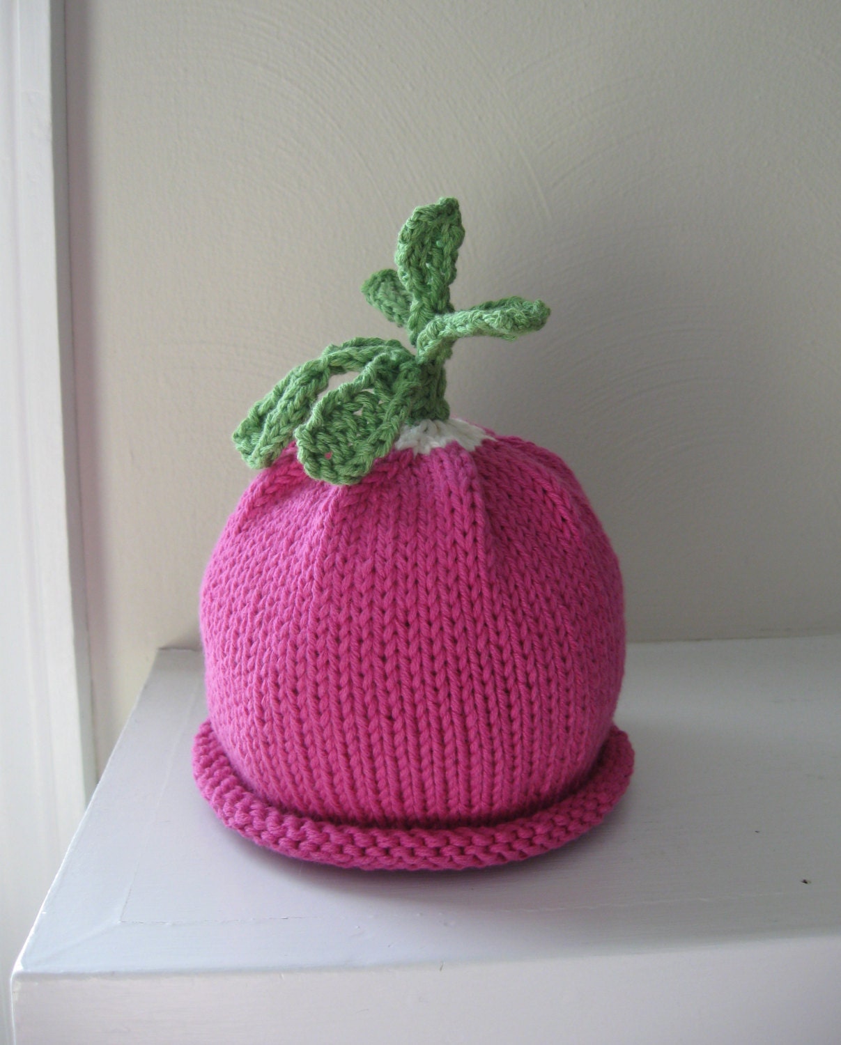 Radish Hat for Baby - Pink or Red - Spring - Cotton Blend - Made-to-Order