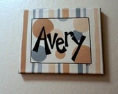Custom HandPainted Personalized Circles and Stripes Canvas