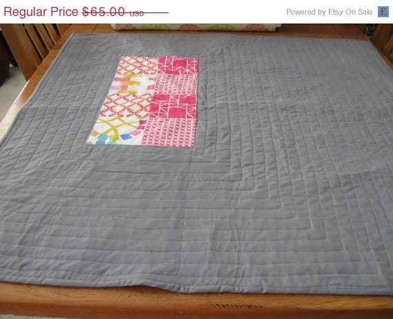 Baby Quilt Sale Modern Pink and Gray Crib Quilt for a Baby Girl