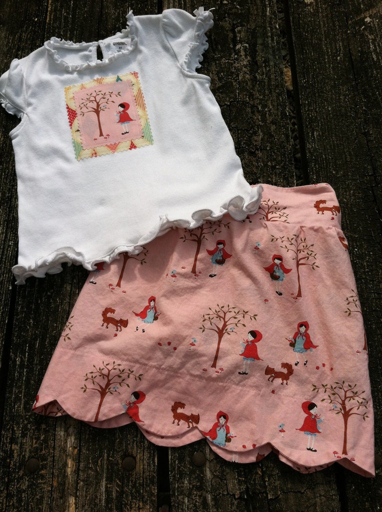 Oliver and S badminton skort with matching applique tee size 5 made from aneela hoey walk in the woods