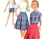 60s Wrap Skirt / Shorts / Blouse - Simplicity 5395 - Vintage Sewing Pattern - Plus Size 20 / Bust 40