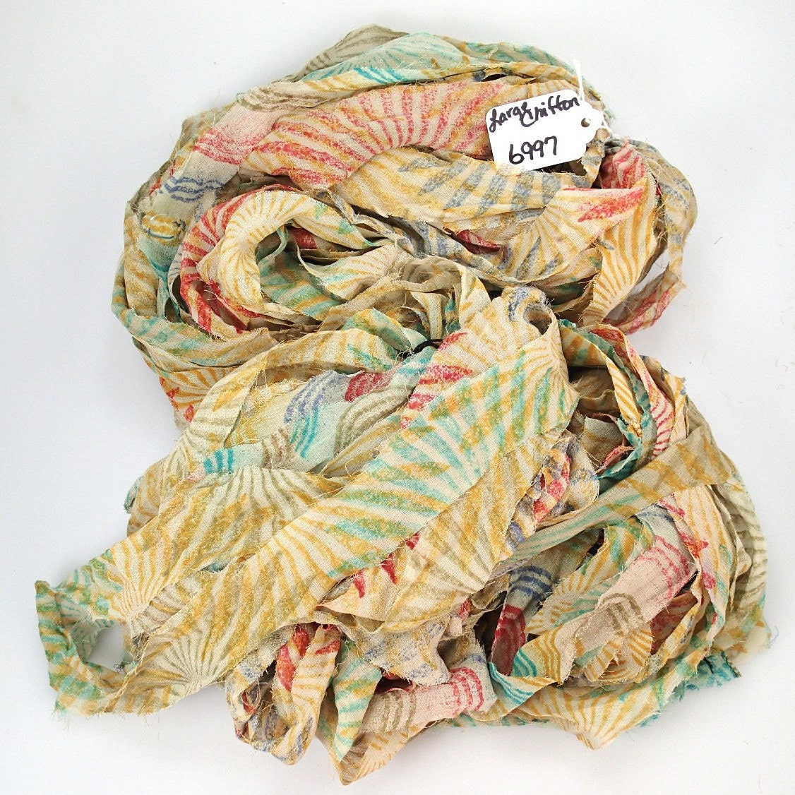 Recycled Multi color Chiffon silk sari ribbon HUGE skein NEW