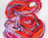 Recycled Multi color Chiffon silk sari ribbon HUGE skein NEW