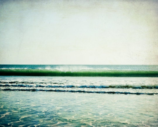 Summer Beach Photography - jade blue green wall art - beach seashore decor - California beach photography - waves photo 8x10 - Jade Beach