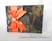 Mossy Oak Camouflage Wedding Guest Book- Orange Bow