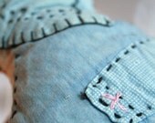 Tooth Fairy Pillow Sun Bonnet Sue Vintage Quilt Blue White Pink