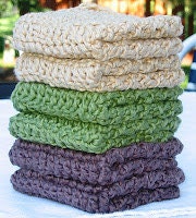 Organic Cotton Wash Cloths Handmade Washcloths or Dish Cloth or Bath and Body-Set with 6 Washcloths- Organic Crochet Cotton Washcloths