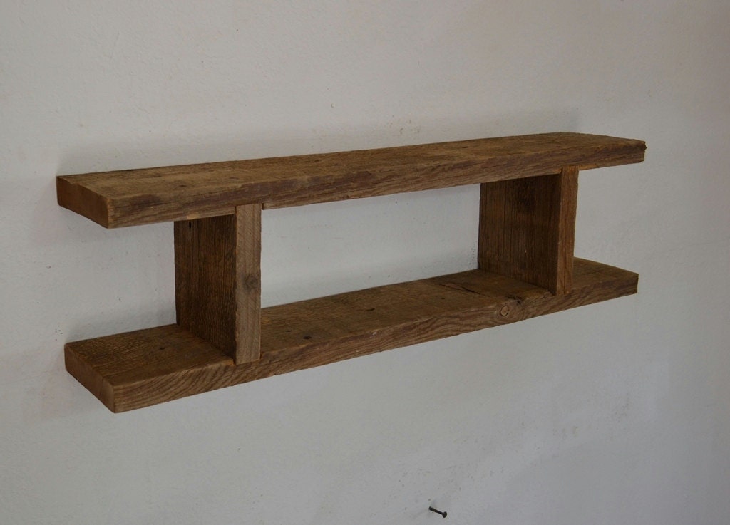 Reclaimed wood wall shelf 28 wide beautiful natural patina
