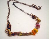 Upcycled Copper Necklace with Coiled Wirecore Handspun from Handspun Jewelry Collection
