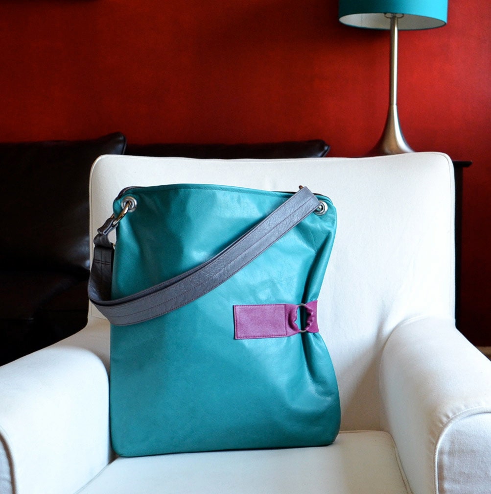 Leather Bag - The Luella in Turquoise Blue