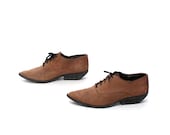 size 9 OXFORD brown leather 80s BROGUE southwest lace up ankle booties