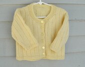 Girls Cardigan Sweater. Baby, Easter, 12 18 months, yellow, pastel, spring. Handknit Childrens Sweaters by FeltedFriends on Etsy