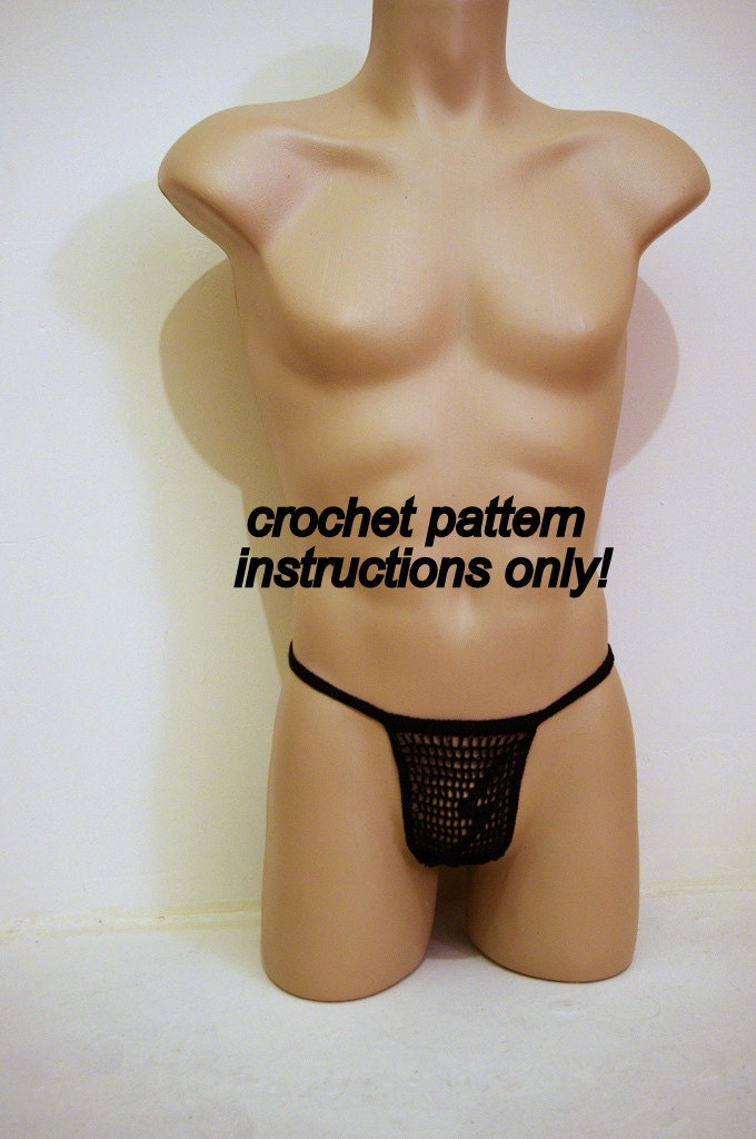 crochet pattern instructions Thunderbolt Thong for Men
