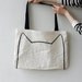 Big Kitty Cat Canvas Tote Bag - screen printed drawing, cat lover, eco friendly