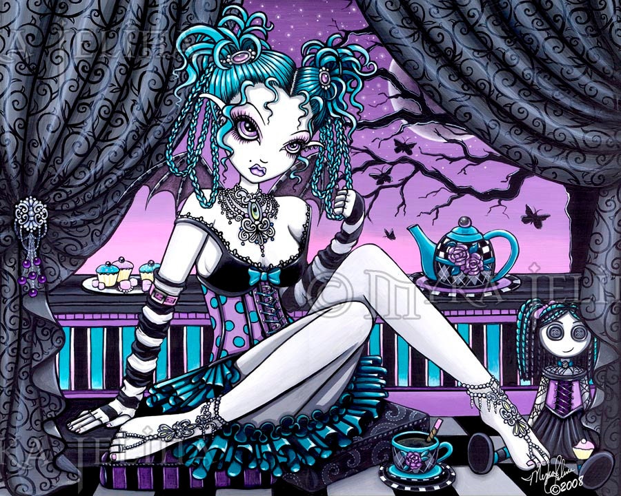 Makayla Gothic Couture Tea Party Fairy Signed Fine Art Print