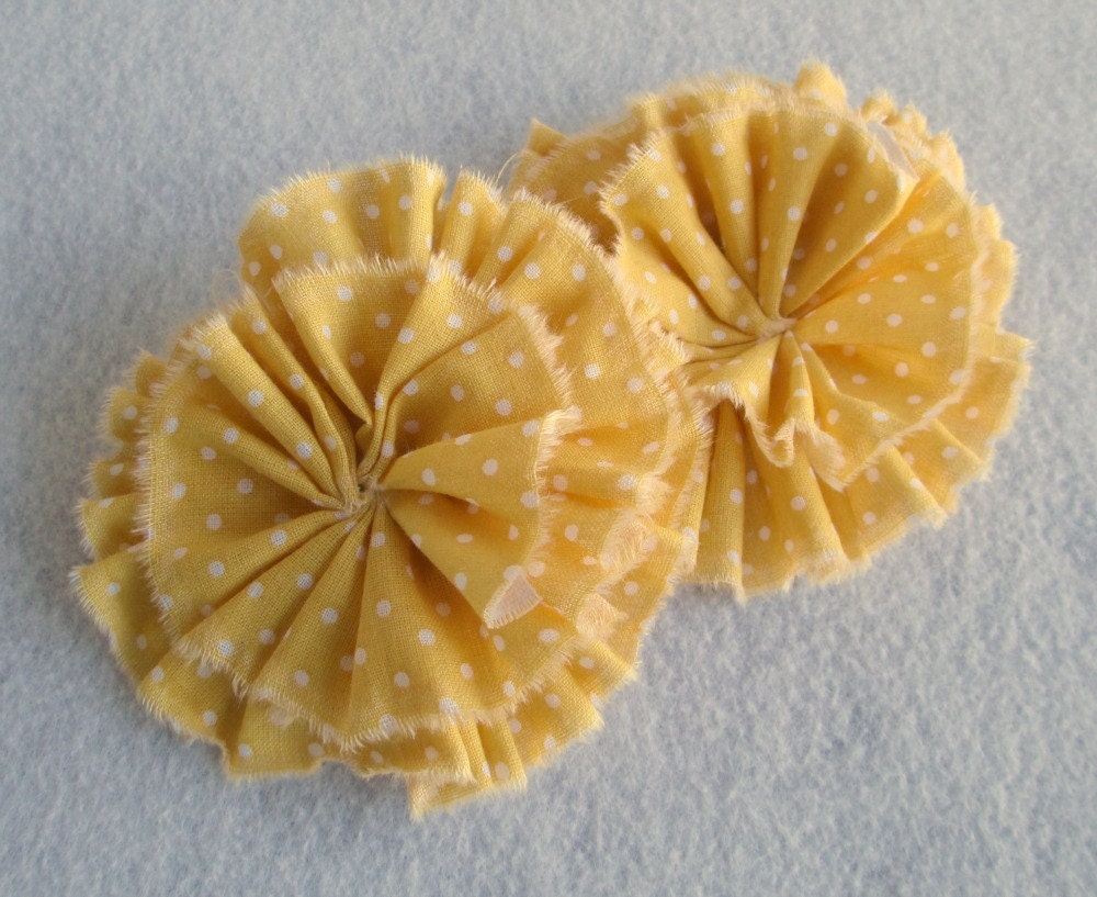 Yellow Dot Ruffle Blossoms - Fabric Flower Embellishments