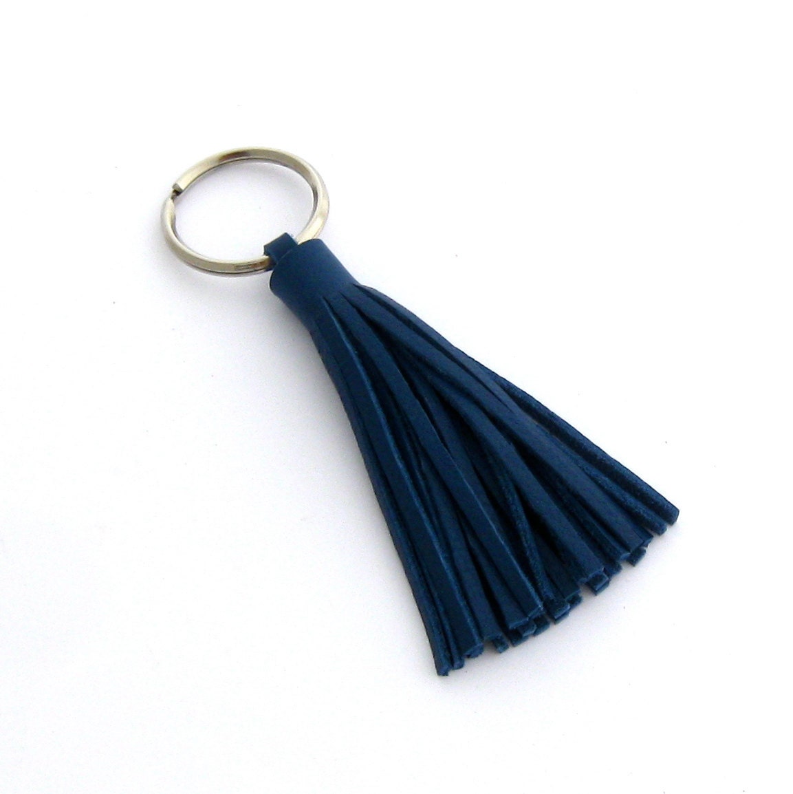 Royal Blue Nautical Leather Tassel Keychain, A Handmade Preppy Summer Key Ring