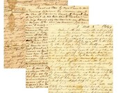 VINTAGE HANDWRITTEN LETTERS - 3 Digital Download Collage Sheets for collage,decoupage,crafts, walls, furniture more