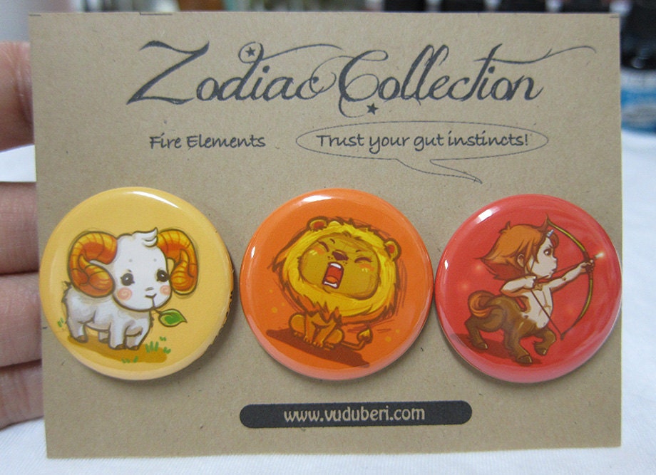 Zodiac Collection - Button Set of 3 (Fire, Air, Earth, or Water)