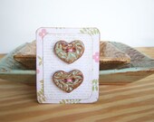 Stoneware Heart Buttons in Pistachio Shino Glaze - Set of 2