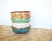 Instant Collection Stoneware Pottery Bowl Set - Sea Mist Satin Oatmeal Spring Green and Shino Glazes