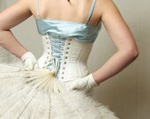 Wedding Lingerie, Underbust Corset, white cotton coutil