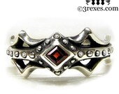 Fairy Princess Engagement Ring Red Garnet Sterling Silver Band Size 6