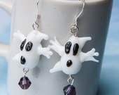Friendly white ghost earrings, Halloween, White ghosts