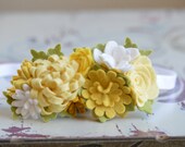 Felt Flower Garland Headband In Lemon Yellows