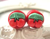 Cherry  plugs for gauged ears 18mm 11/16"  stretched red rockabilly