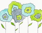 watercolor abstract flowers, modern home decor, childrens bedroom wall art, abstract flower painting, home and living wall decor