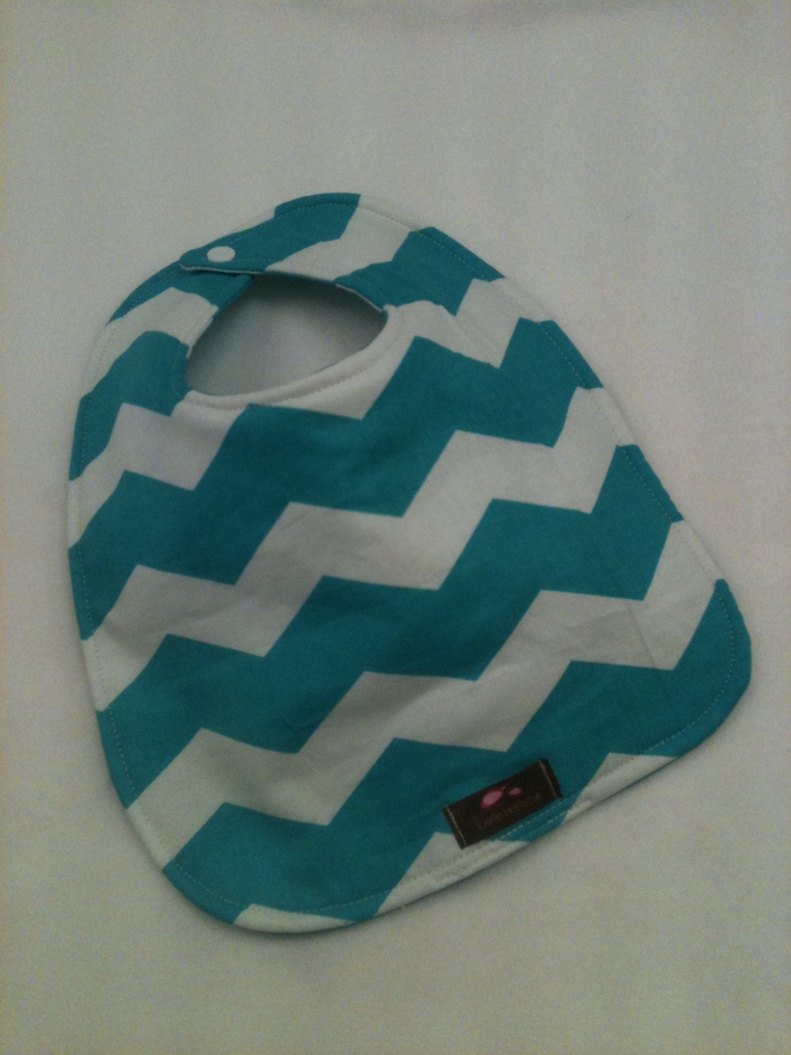 Baby Bib Chevrons Aqua 10 x 12.5