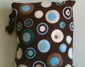 XLarge Waterproof Wet Bag- 14 x 17-With Snap Handle and Zipper-  Blue and Brown Breeze--Sale