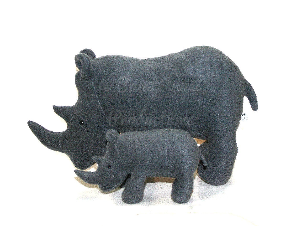 Stuffed Rhinoceros Plush, Mama and Baby Duo