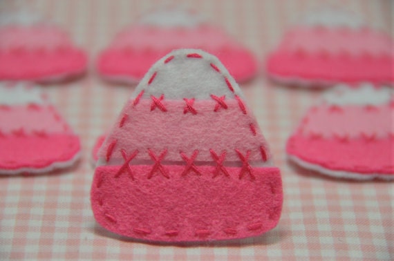 Set of 6pcs handmade felt Candy Corn--pink (FT904)
